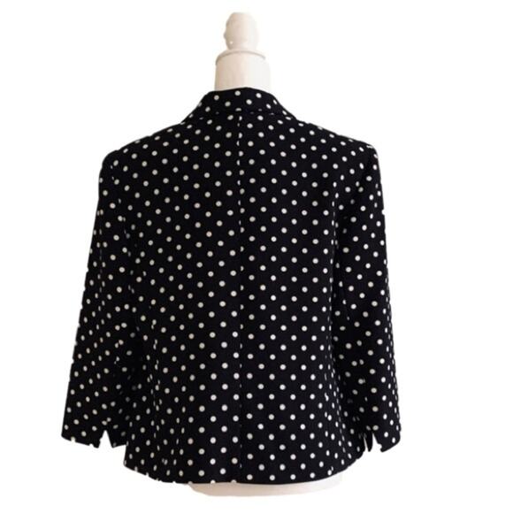 Kasper Blazer Jacket Black White Polka Dot 3/4 Sleeve Button Front Size 10 - Picture 5 of 12
